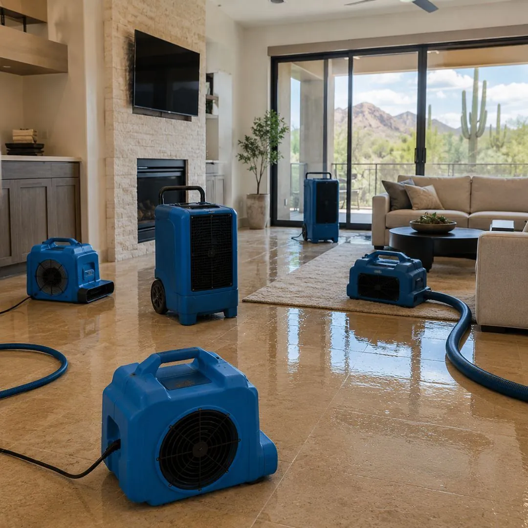 Drying wet drywall and wall cavity in a Scottsdale, AZ home